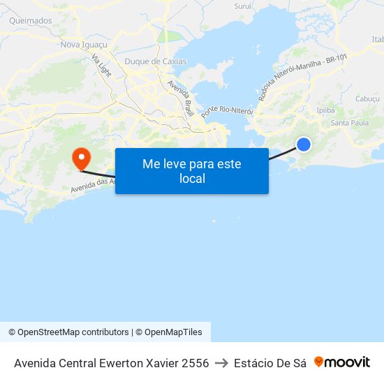 Avenida Central Ewerton Xavier 2556 to Estácio De Sá map