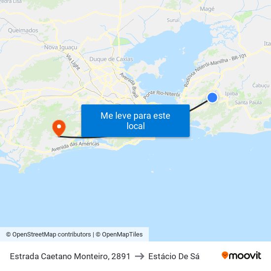 Estrada Caetano Monteiro, 2891 to Estácio De Sá map