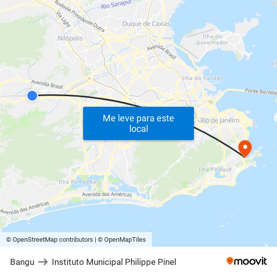 Bangu to Instituto Municipal Philippe Pinel map