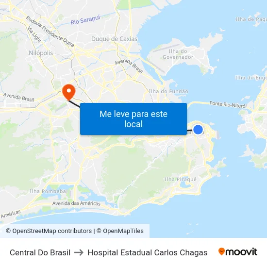 Central Do Brasil to Hospital Estadual Carlos Chagas map