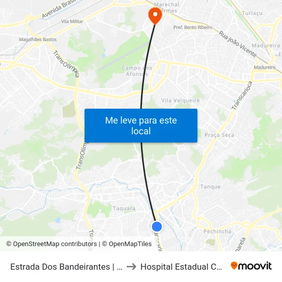 Estrada Dos Bandeirantes | Fórum Taquara to Hospital Estadual Carlos Chagas map