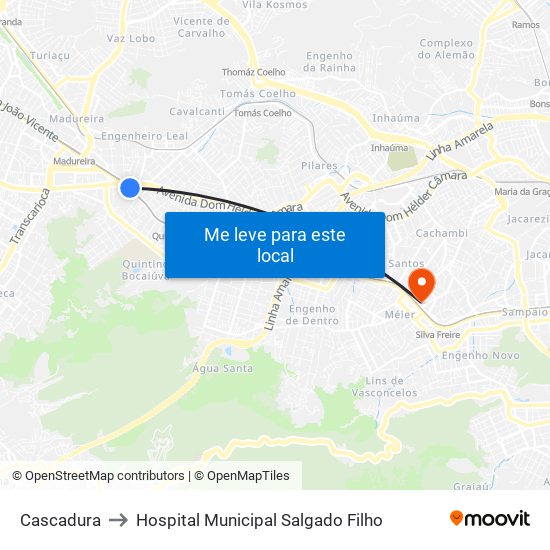Cascadura to Hospital Municipal Salgado Filho map