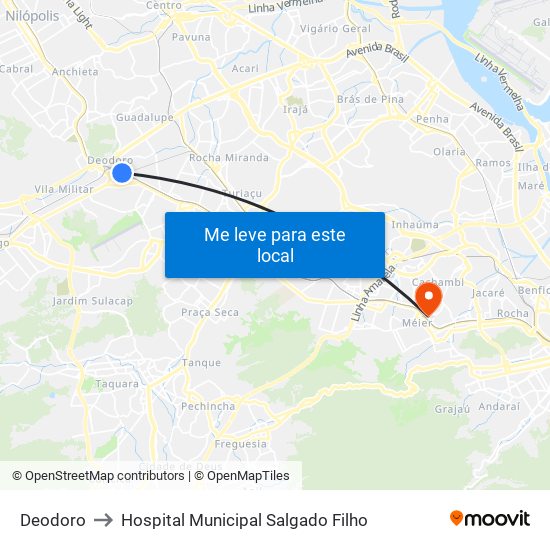 Deodoro to Hospital Municipal Salgado Filho map