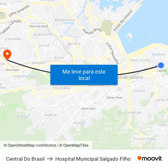 Central Do Brasil to Hospital Municipal Salgado Filho map