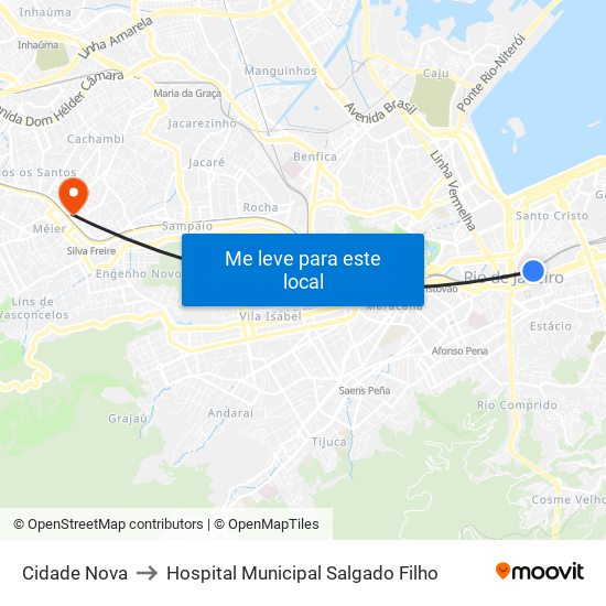 Cidade Nova to Hospital Municipal Salgado Filho map