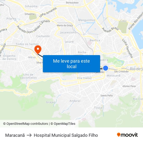 Maracanã to Hospital Municipal Salgado Filho map