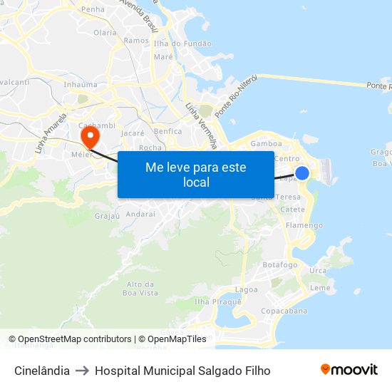 Cinelândia to Hospital Municipal Salgado Filho map