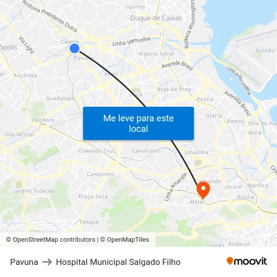 Pavuna to Hospital Municipal Salgado Filho map