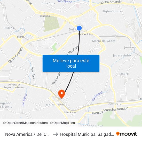 Nova América / Del Castilho to Hospital Municipal Salgado Filho map