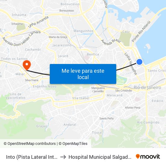 Into (Pista Lateral Interna) to Hospital Municipal Salgado Filho map