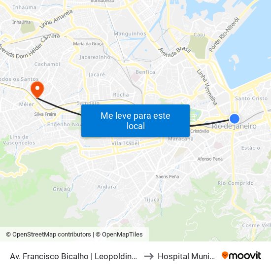 Av. Francisco Bicalho | Leopoldina (Sentido São Cristóvão / Rodoviária) to Hospital Municipal Salgado Filho map