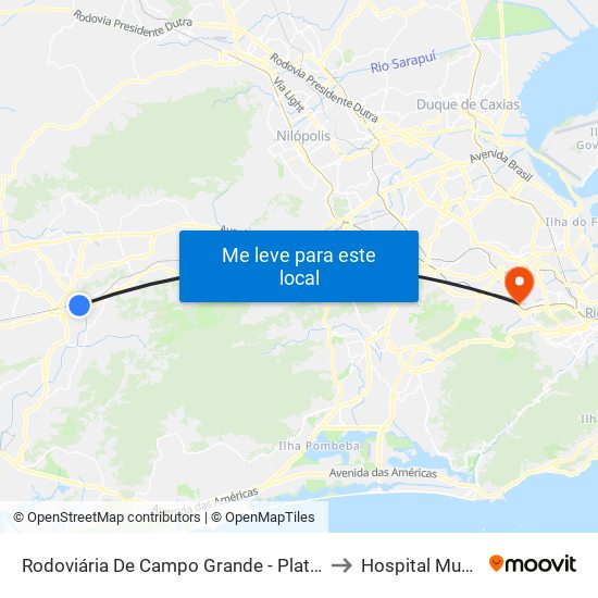 Rodoviária De Campo Grande - Plataforma D (Campo Grande E Jabour - Executivo) to Hospital Municipal Salgado Filho map