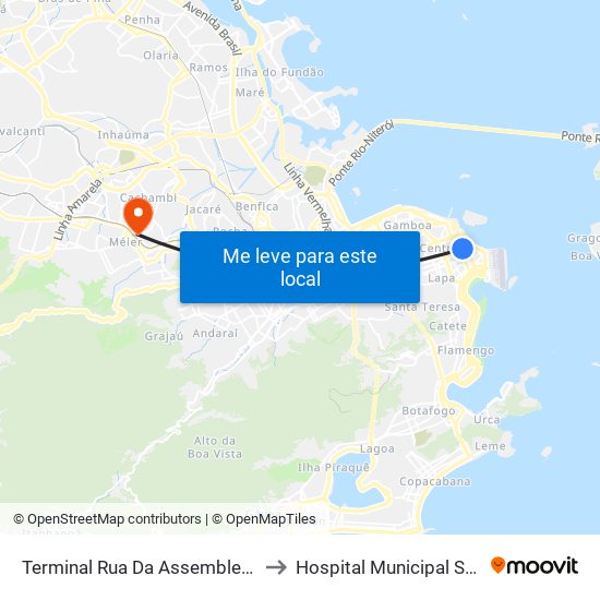 Terminal Rua Da Assembleia - Linha 2114 to Hospital Municipal Salgado Filho map