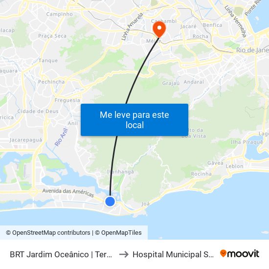BRT Jardim Oceânico | Term. Nuta James to Hospital Municipal Salgado Filho map