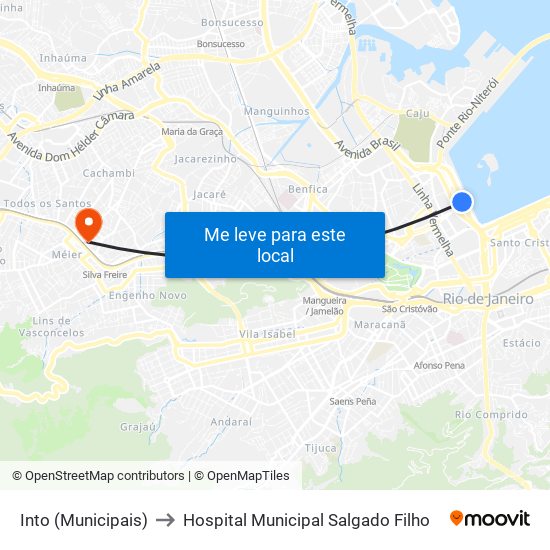 Into (Municipais) to Hospital Municipal Salgado Filho map