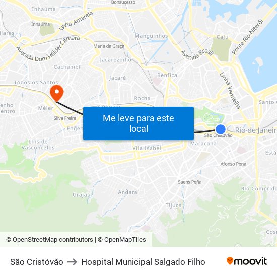 São Cristóvão to Hospital Municipal Salgado Filho map