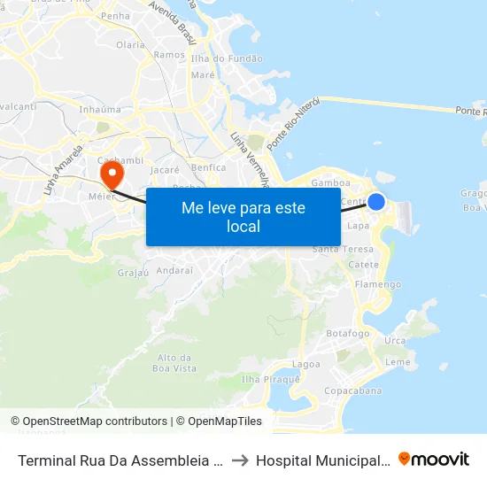 Terminal Rua Da Assembleia - Linhas 2111 E 2112 to Hospital Municipal Salgado Filho map