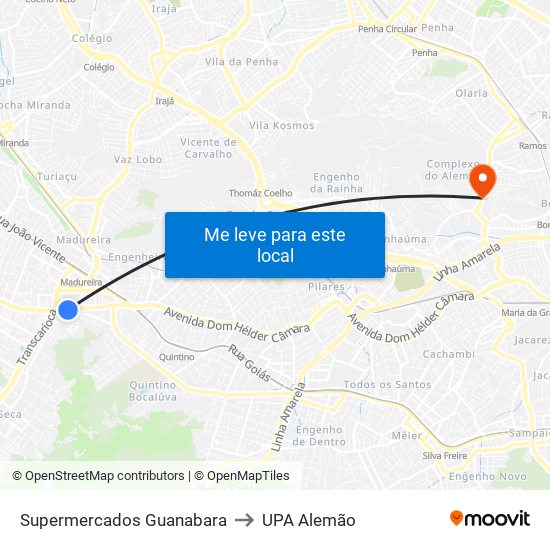 Supermercados Guanabara to UPA Alemão map