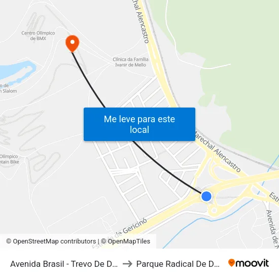 Avenida Brasil - Trevo De Deodoro to Parque Radical De Deodoro map