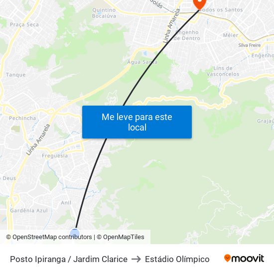 Posto Ipiranga / Jardim Clarice to Estádio Olímpico map