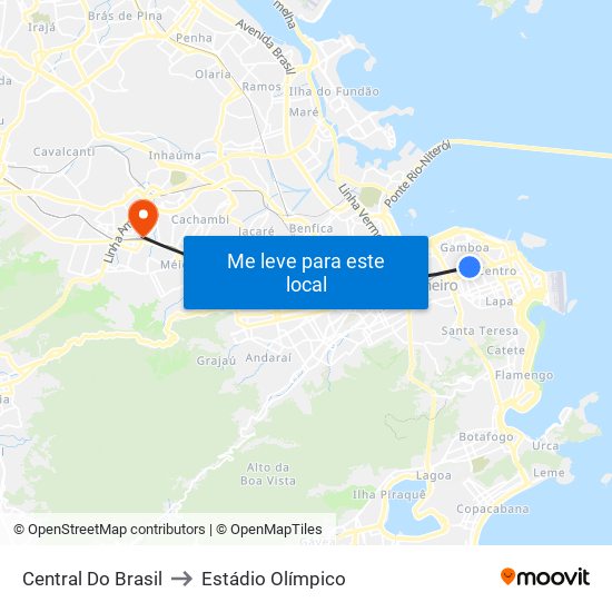 Central Do Brasil to Estádio Olímpico map