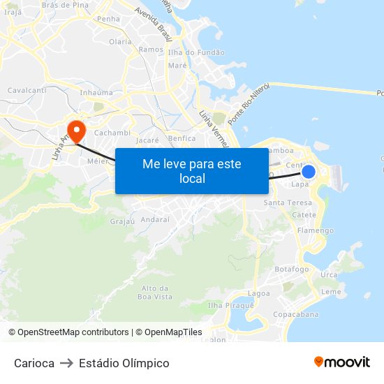 Carioca to Estádio Olímpico map