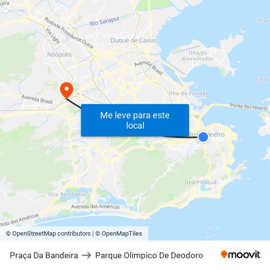 Praça Da Bandeira to Parque Olímpico De Deodoro map