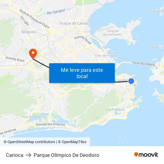 Carioca to Parque Olímpico De Deodoro map