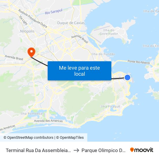 Terminal Rua Da Assembleia - Linha 2114 to Parque Olímpico De Deodoro map