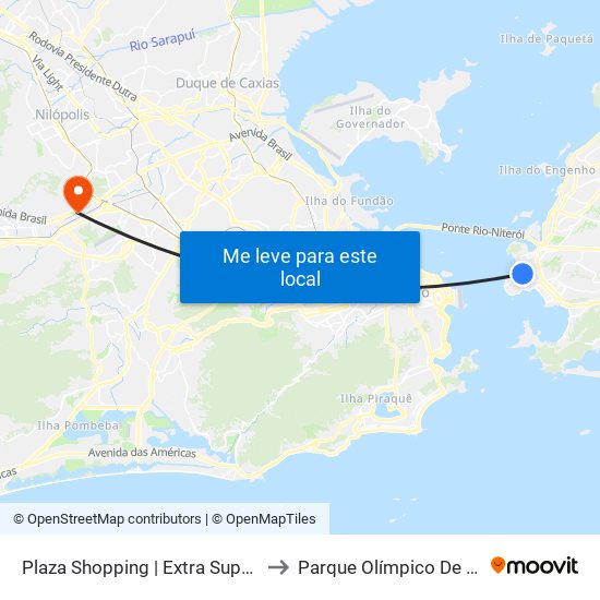 Plaza Shopping | Extra Supermercado to Parque Olímpico De Deodoro map