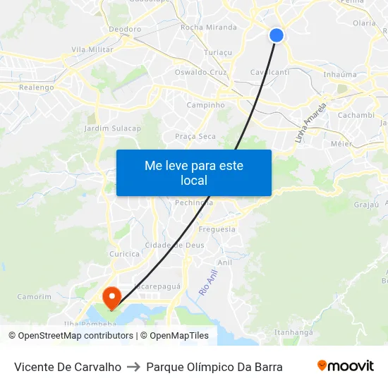 Vicente De Carvalho to Parque Olímpico Da Barra map