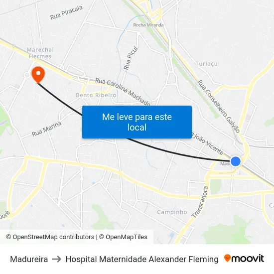 Madureira to Hospital Maternidade Alexander Fleming map