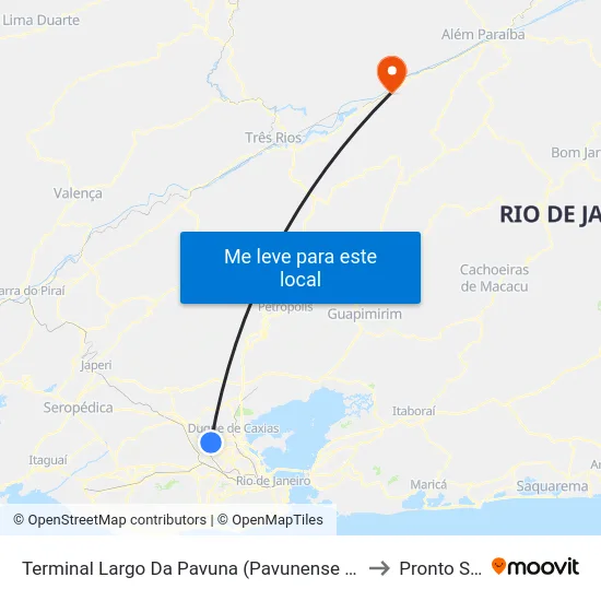 Terminal Largo Da Pavuna (Pavunense - Linhas Via Av. Brasil) to Pronto Socorro map