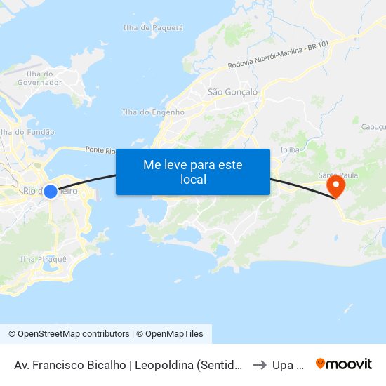 Av. Francisco Bicalho | Leopoldina (Sentido São Cristóvão / Rodoviária) to Upa Maricá map