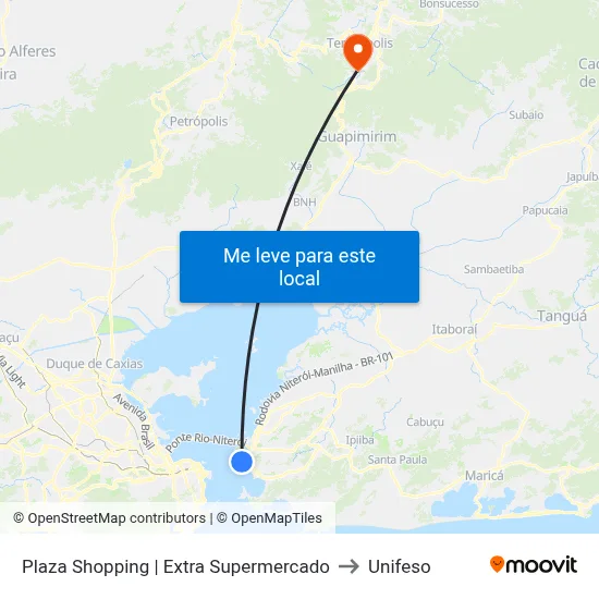 Plaza Shopping | Extra Supermercado to Unifeso map