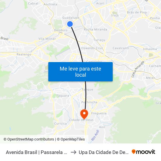 Avenida Brasil | Passarela 31 to Upa Da Cidade De Deus map
