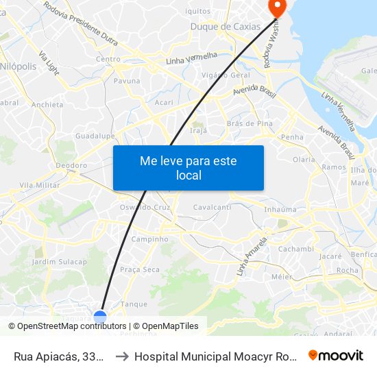 Rua Apiacás, 334 | Unisuam to Hospital Municipal Moacyr Rodrigues Do Carmo map