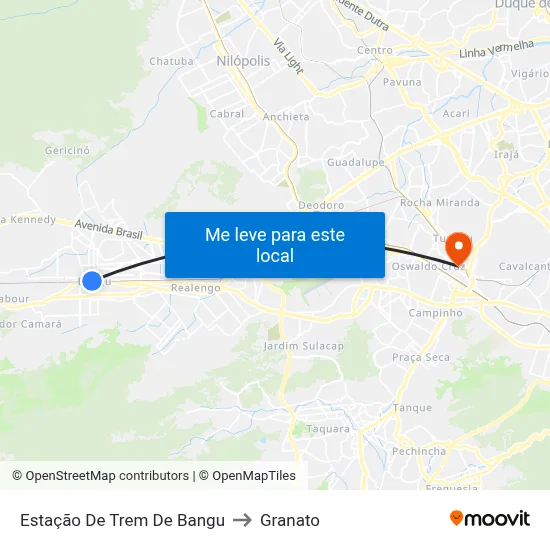 Estação De Trem De Bangu to Granato map