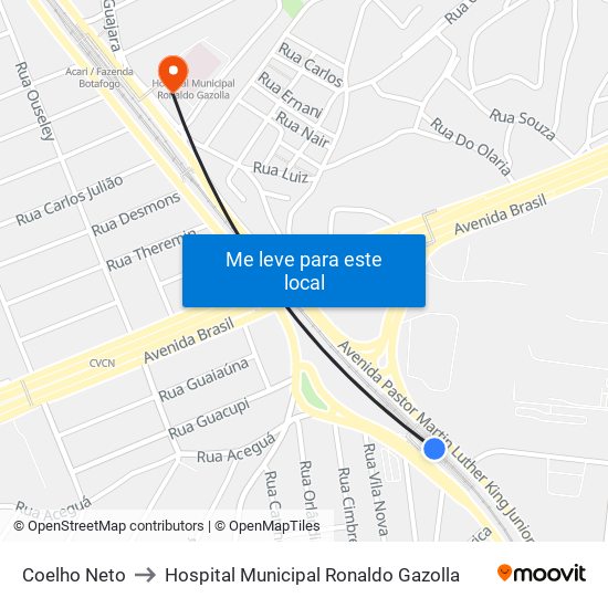 Coelho Neto to Hospital Municipal Ronaldo Gazolla map