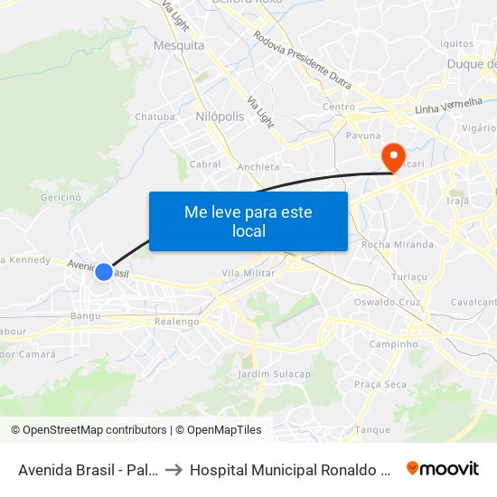 Avenida Brasil - Palazzo to Hospital Municipal Ronaldo Gazolla map