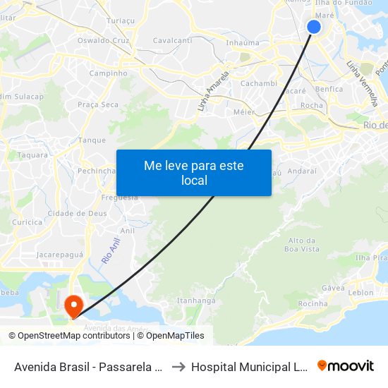 Avenida Brasil - Passarela 07 (Escola Bahia) to Hospital Municipal Lourenço Jorge map