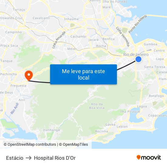 Estácio to Hospital Rios D'Or map