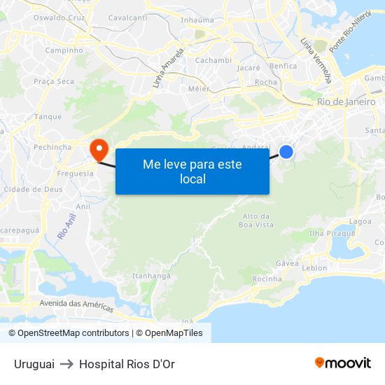 Uruguai to Hospital Rios D'Or map