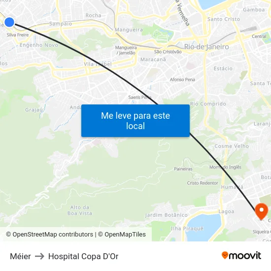 Méier to Hospital Copa D'Or map