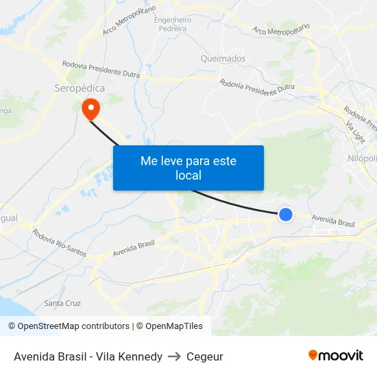 Avenida Brasil - Vila Kennedy to Cegeur map