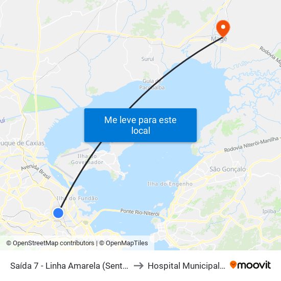 Saída 7 - Linha Amarela (Sentido Av. Brasil) to Hospital Municipal De Magé map