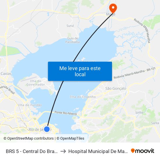 BRS 5 - Central Do Brasil to Hospital Municipal De Magé map