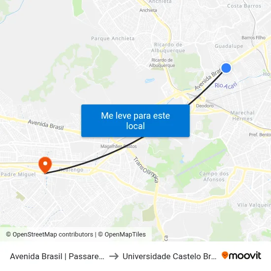 Avenida Brasil | Passarela 31 to Universidade Castelo Branco map