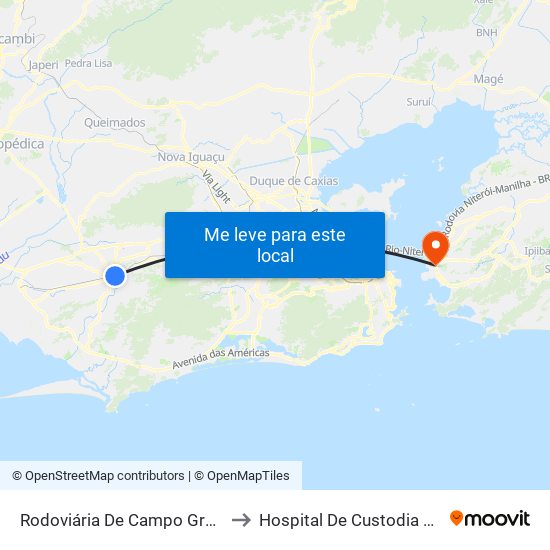 Rodoviária De Campo Grande - Plataforma A (Jabour) to Hospital De Custodia E Tratamento Psiquiatrico map