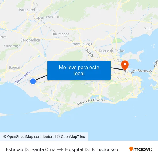 Estação De Santa Cruz to Hospital De Bonsucesso map